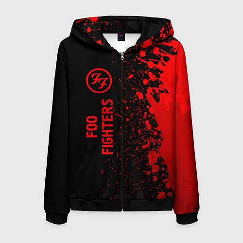 Мужская толстовка на молнии Foo Fighters - red gradient по-вертикали / 3D-Черный – фото 1