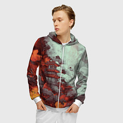 Толстовка 3D на молнии мужская Башня в облаках, цвет: 3D-белый — фото 2