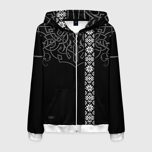 Мужская толстовка на молнии Славянские символы традиции народа / 3D-Белый – фото 1