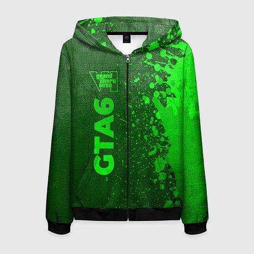 Мужская толстовка на молнии GTA6 - green gradient по-вертикали / 3D-Черный – фото 1