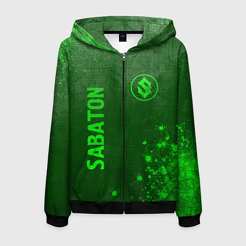 Мужская толстовка на молнии Sabaton - green gradient вертикально / 3D-Черный – фото 1