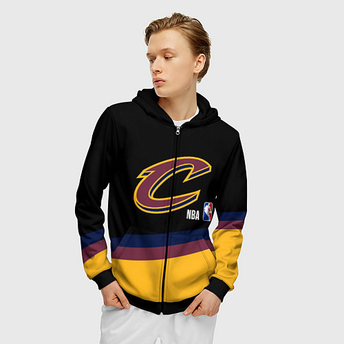 Мужская толстовка на молнии Cleveland Cavaliers NBA basketball / 3D-Черный – фото 3