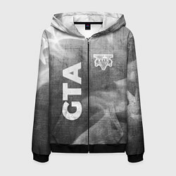 Толстовка 3D на молнии мужская GTA - grey gradient вертикально, цвет: 3D-черный