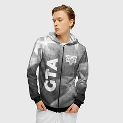 Толстовка 3D на молнии мужская GTA - grey gradient вертикально, цвет: 3D-черный — фото 2