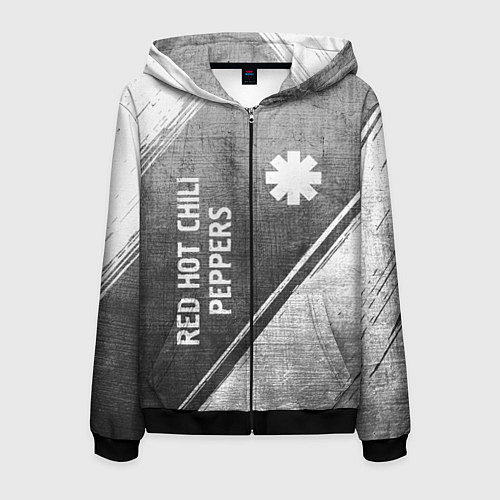 Мужская толстовка на молнии Red Hot Chili Peppers - grey gradient вертикально / 3D-Черный – фото 1