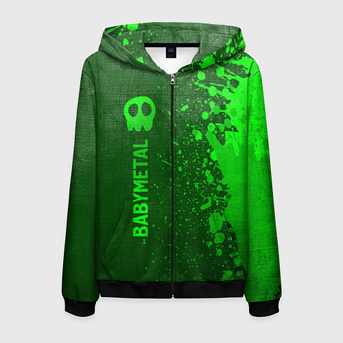 Мужская толстовка на молнии Babymetal - green gradient по-вертикали / 3D-Черный – фото 1