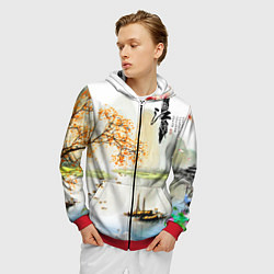 Толстовка 3D на молнии мужская China Landscape, цвет: 3D-красный — фото 2
