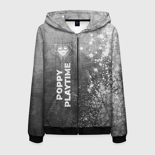 Мужская толстовка на молнии Poppy Playtime - grey gradient по-вертикали / 3D-Черный – фото 1