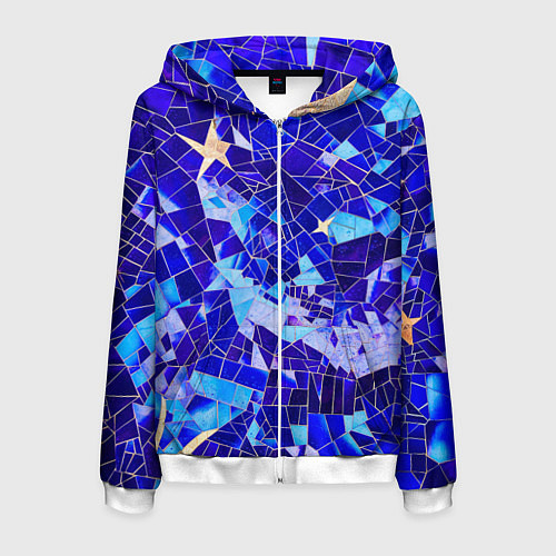 Мужская толстовка на молнии Небо-Звезды / 3D-Белый – фото 1