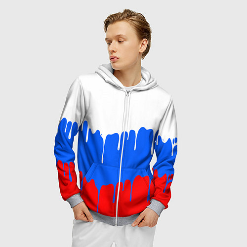 Мужская толстовка на молнии Патриот - флаг / 3D-Меланж – фото 3