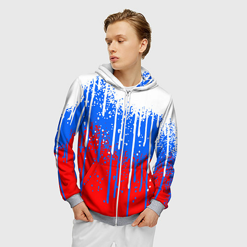 Мужская толстовка на молнии Патриот - флаг / 3D-Меланж – фото 3