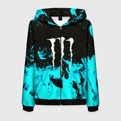 Мужская толстовка на молнии Monster energy голубой огонь