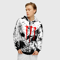 Толстовка 3D на молнии мужская Monster energy краски, цвет: 3D-черный — фото 2