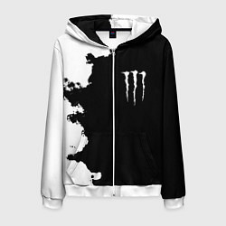 Толстовка 3D на молнии мужская Monster energy краски белые, цвет: 3D-белый