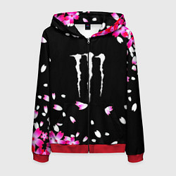 Толстовка 3D на молнии мужская Monster energy sakura, цвет: 3D-красный
