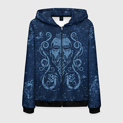 Толстовка 3D на молнии мужская Викинг орнамент, цвет: 3D-черный