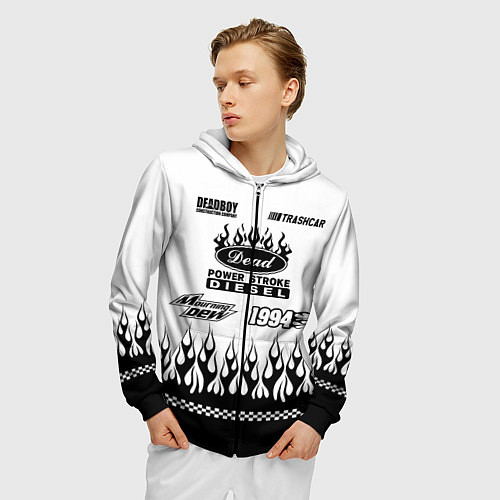 Мужская толстовка на молнии Dead white - Bones / 3D-Черный – фото 3