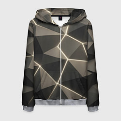 Мужская толстовка на молнии Серая объемная текстура с гранями