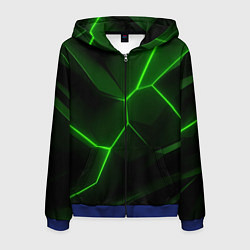 Мужская толстовка на молнии Зеленая текстура с неоном