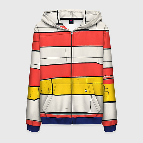 Мужская толстовка на молнии Красные полоски / 3D-Синий – фото 1