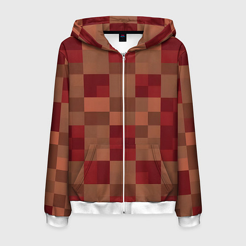 Мужская толстовка на молнии Бордовые пиксели / 3D-Белый – фото 1