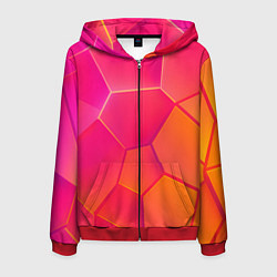 Толстовка 3D на молнии мужская Розово-оранжевые плиты, цвет: 3D-красный