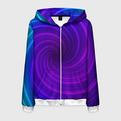 Толстовка 3D на молнии мужская Фиолетовая спираль, цвет: 3D-белый