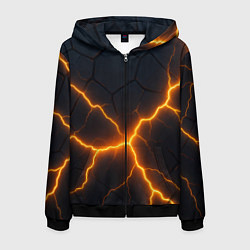 Толстовка 3D на молнии мужская Молнии и черные плиты, цвет: 3D-черный