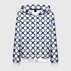 Толстовка 3D на молнии мужская Серо-белый узор в клетку и горох ретро, цвет: 3D-белый