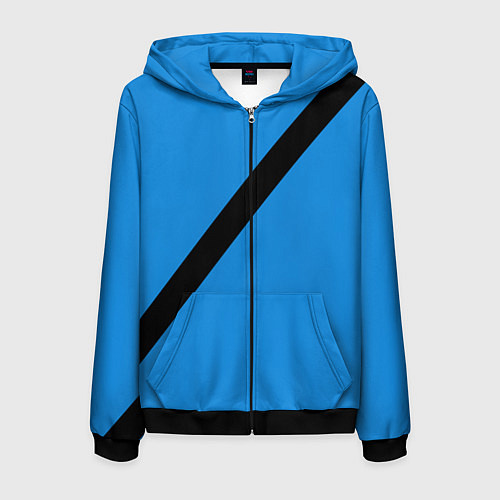 Мужская толстовка на молнии Пристегнутый ремень безопасности, синий / 3D-Черный – фото 1