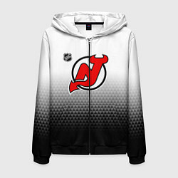 Толстовка 3D на молнии мужская Нью Джерси Девилз - из белого в черный, цвет: 3D-черный