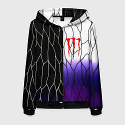 Толстовка 3D на молнии мужская Monster energy steel, цвет: 3D-черный