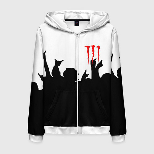 Мужская толстовка на молнии Monster energy rock black / 3D-Белый – фото 1