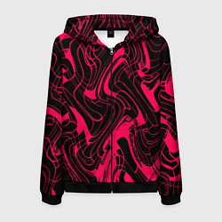 Мужская толстовка на молнии Чёрно-розовый абстрактные линии