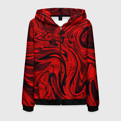 Мужская толстовка на молнии Красный смешение пластика / 3D-Черный – фото 1