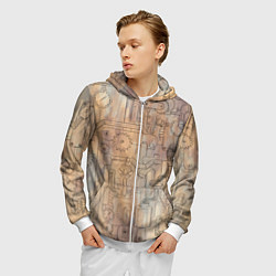 Толстовка 3D на молнии мужская Стимпанк элементы, цвет: 3D-белый — фото 2