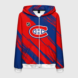 Толстовка 3D на молнии мужская Монреаль Канадиенс - брызги, цвет: 3D-белый