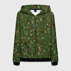 Толстовка 3D на молнии мужская Земли Замка - Герои 3, цвет: 3D-черный