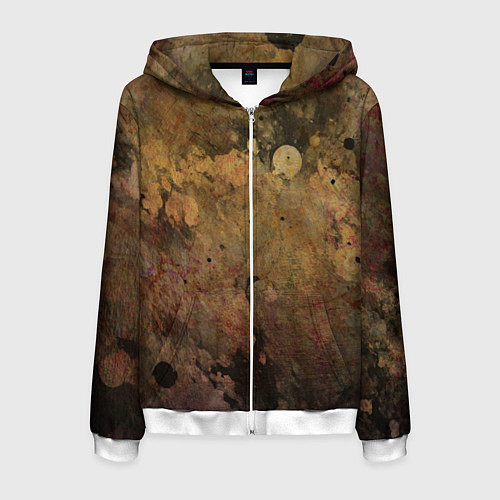 Мужская толстовка на молнии Абстракция - dark pink paint spill / 3D-Белый – фото 1