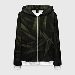 Толстовка 3D на молнии мужская Абстракция - green triangles, цвет: 3D-белый