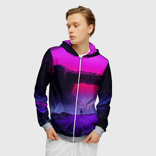 Мужская толстовка на молнии A Journey on the planet / 3D-Меланж – фото 3