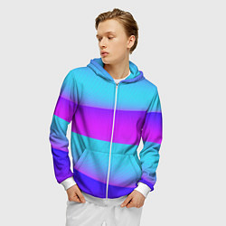 Толстовка 3D на молнии мужская Неоновый прилив, цвет: 3D-белый — фото 2
