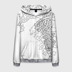 Толстовка 3D на молнии мужская Волки спутники Одина, цвет: 3D-меланж