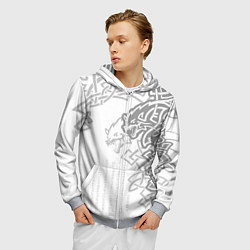 Толстовка 3D на молнии мужская Волки спутники Одина, цвет: 3D-меланж — фото 2