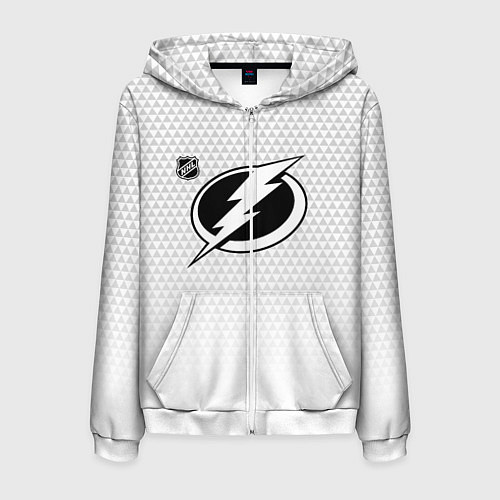 Мужская толстовка на молнии Тампа Бэй Лайтнинг - белые треугольники / 3D-Белый – фото 1