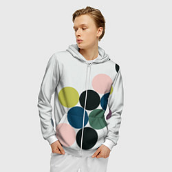 Толстовка 3D на молнии мужская Кластер чил - абстракция, цвет: 3D-белый — фото 2