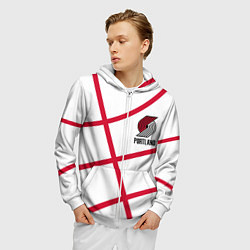 Толстовка 3D на молнии мужская Трэйл Блэйзерс - белый мяч, цвет: 3D-белый — фото 2