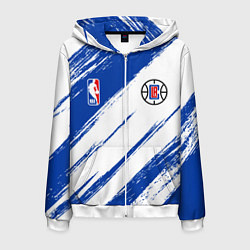 Толстовка 3D на молнии мужская Клипперс - синяя краска, цвет: 3D-белый