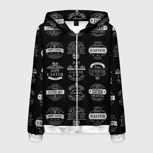 Мужская толстовка на молнии Easter holidays / 3D-Белый – фото 1