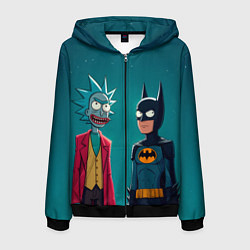 Толстовка 3D на молнии мужская Рик в образе Джокера и Бэтмен, цвет: 3D-черный